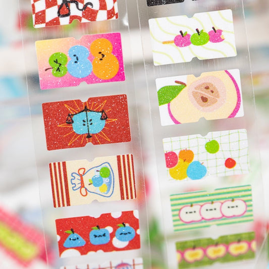 Japanese Retro Showa Apple Fantasy Label Series Sticker Roll
