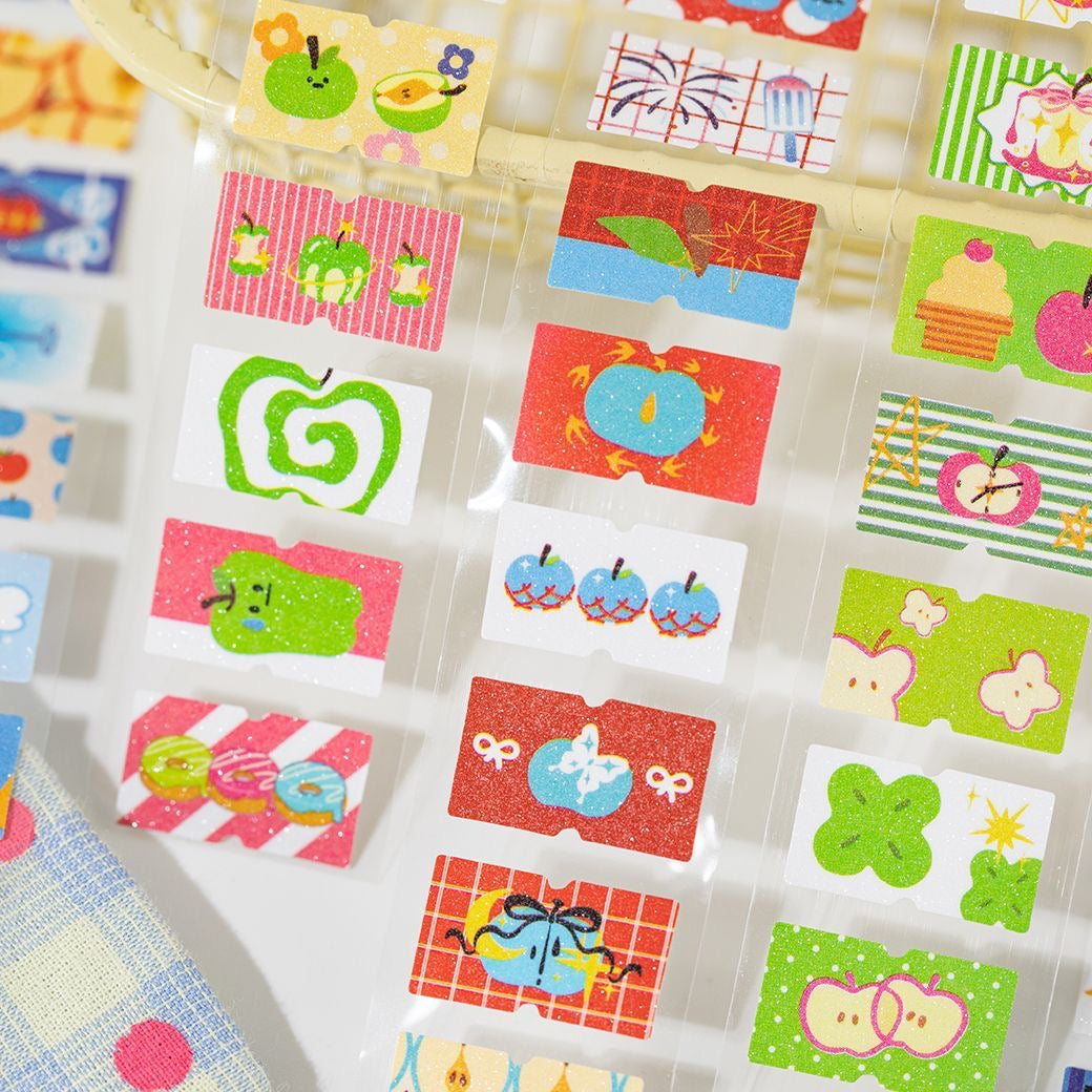 Japanese Retro Showa Apple Fantasy Label Series Sticker Roll