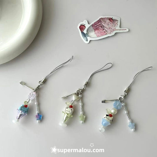 Kitten's Head Soda Bubble Water Phone Chain