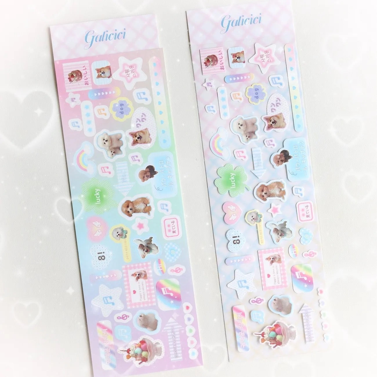 Korean Cartoon Animal Clover Apple Glitter Sticker