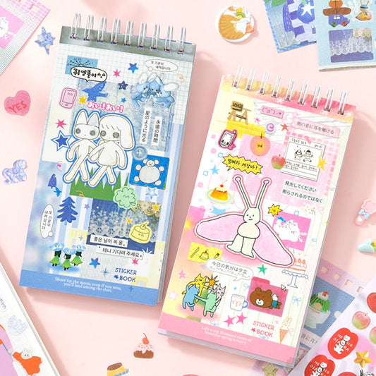 20Pages Coil Cute Scene Cartoon Korean Girl Deco Material Sticker Book