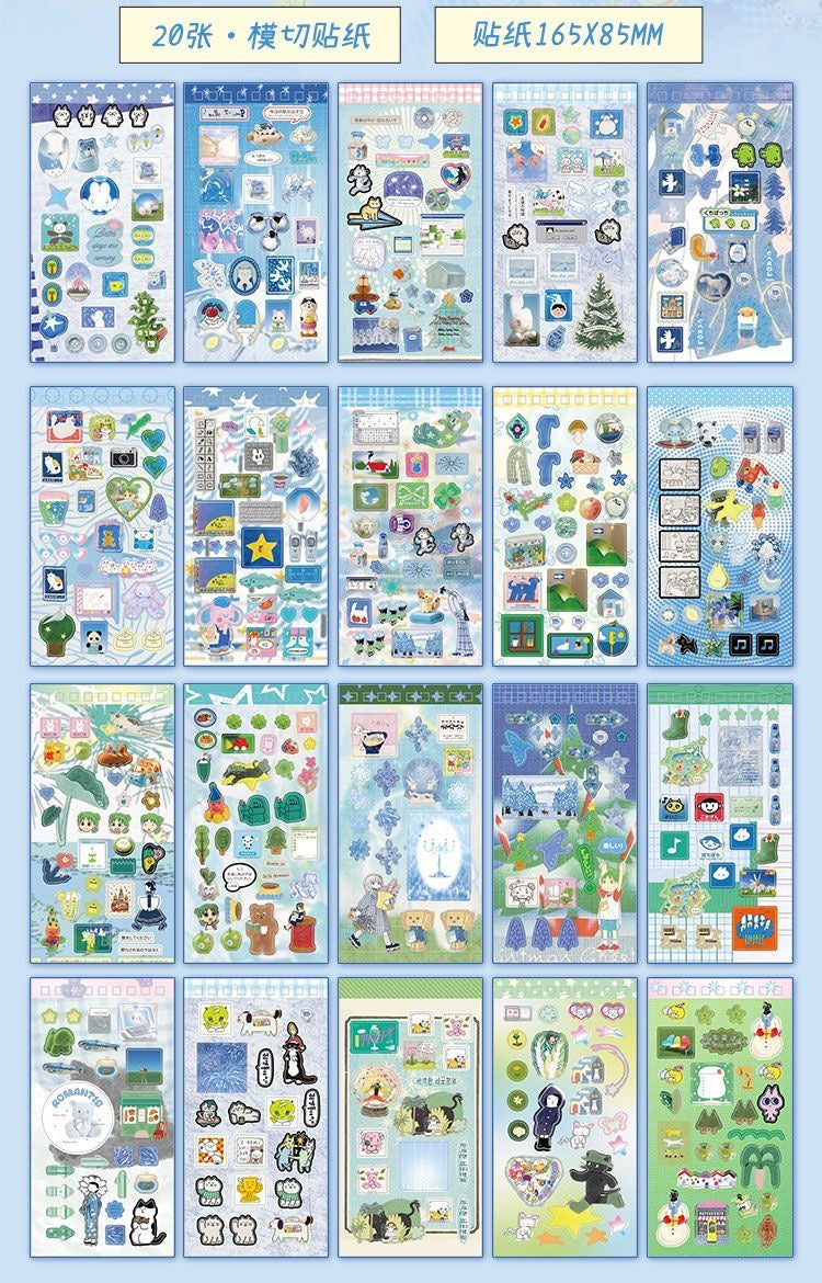 20Pages Coil Cute Scene Cartoon Korean Girl Scrapbook Decorative Material Sticker Book