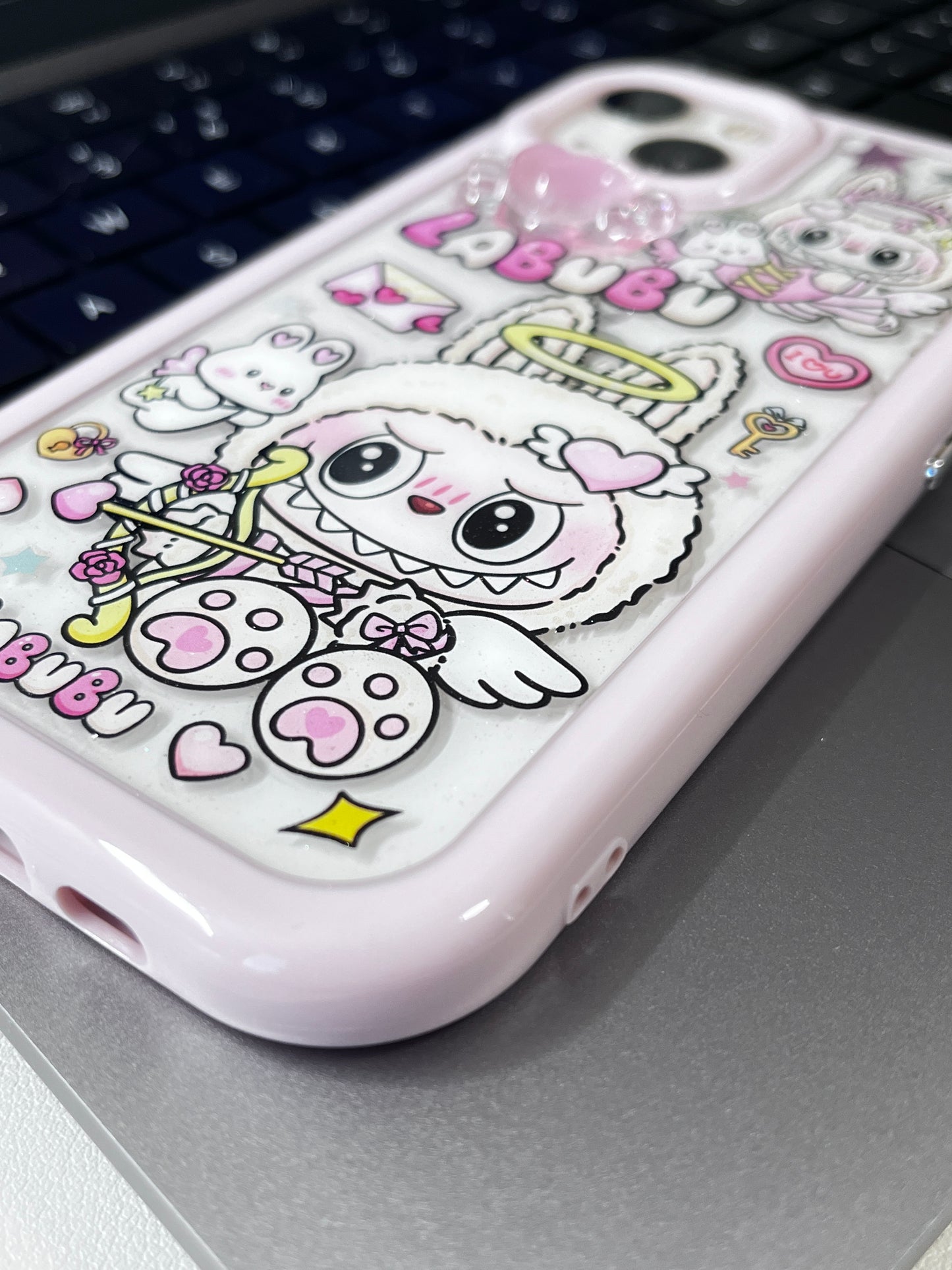 Labubu Pink Sticker Phone Case (Only For iPhone)