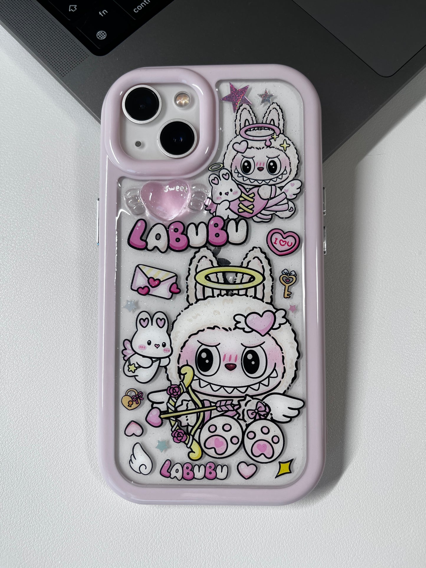 Labubu Pink Sticker Phone Case (Only For iPhone)