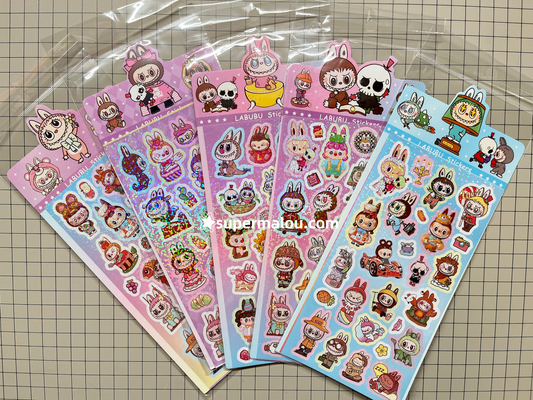 5 Sheets Labubu Laser Film Random Stickers