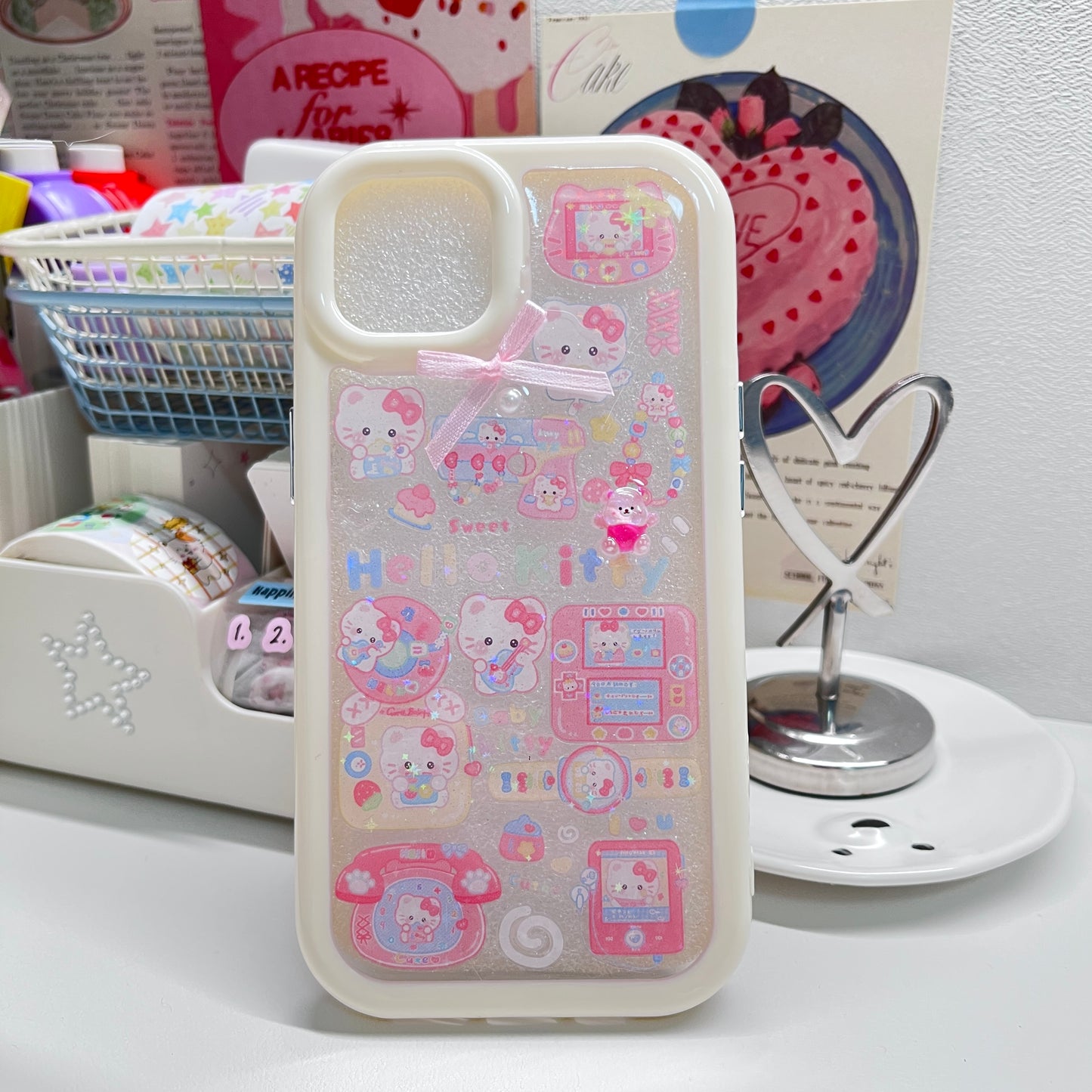 Light Yellow Baby Pink Hello kitty Handmade Dispensing Phone Case