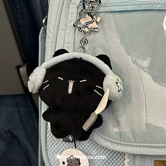 Little Black Cat Plush Keychain