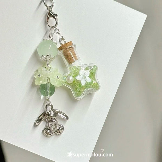 Little Rabbit Cherry Blossom Wishing Bottle Phone Chain