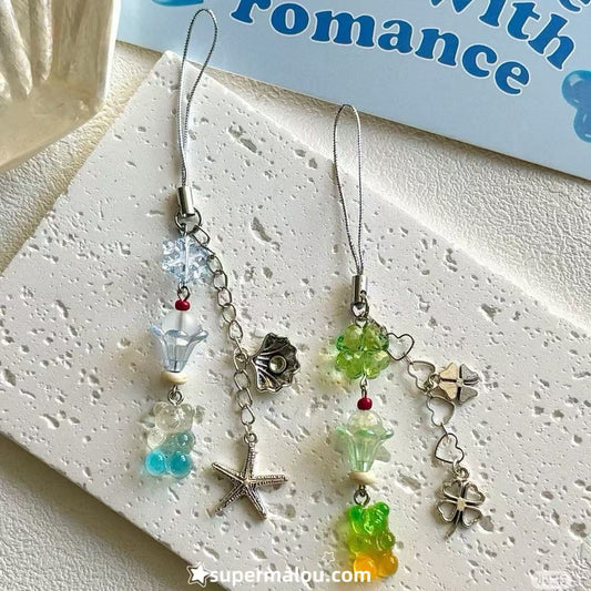 Lucky Clover Bear Candy Phone Chain