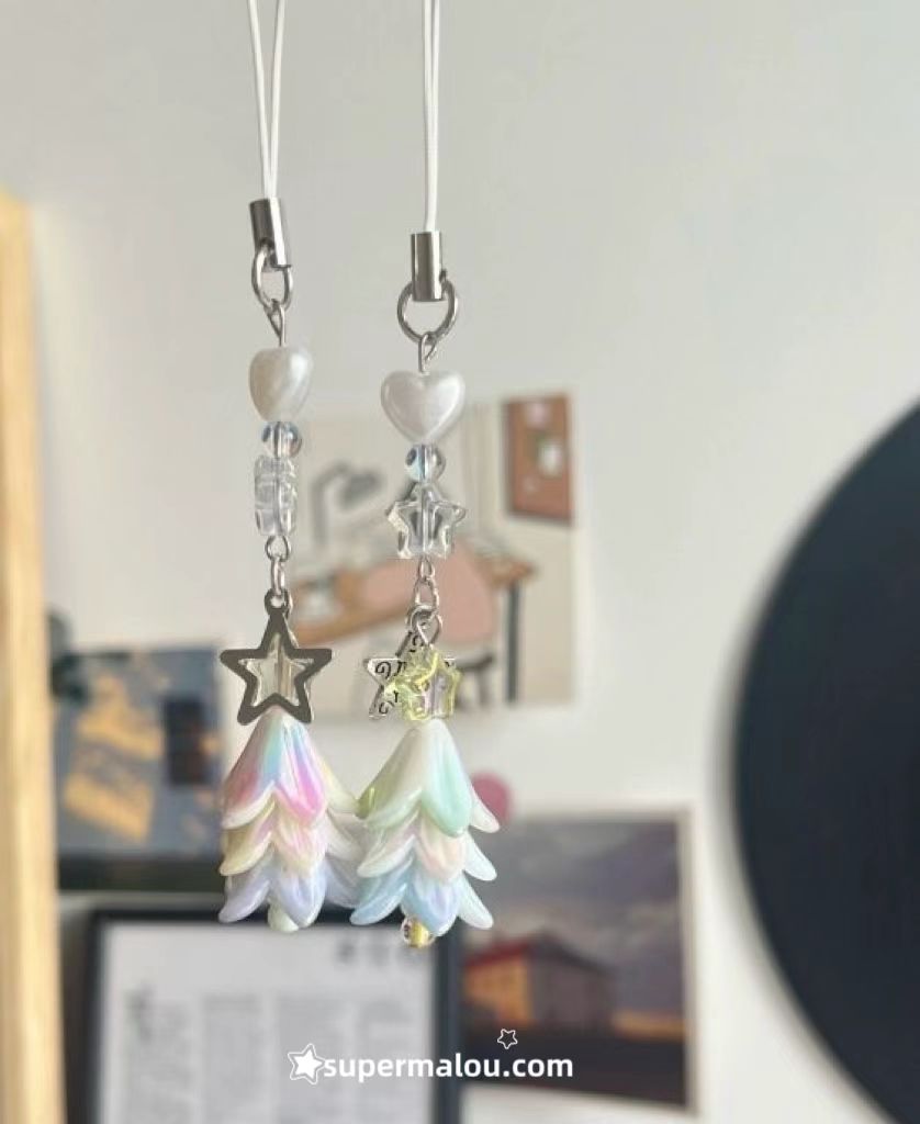 Macaron Color Christmas Tree Phone Chain