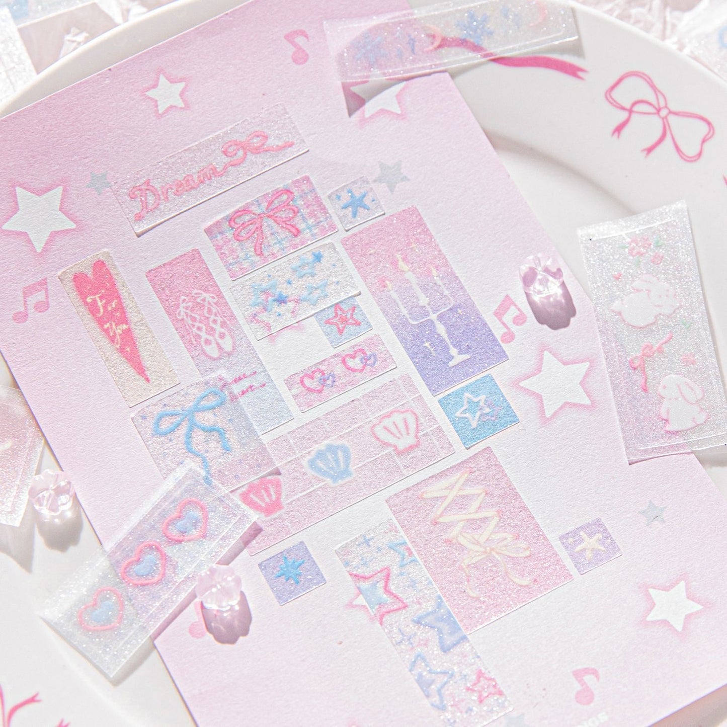 2M Macaron Color Sparkling Sand Sticker Roll