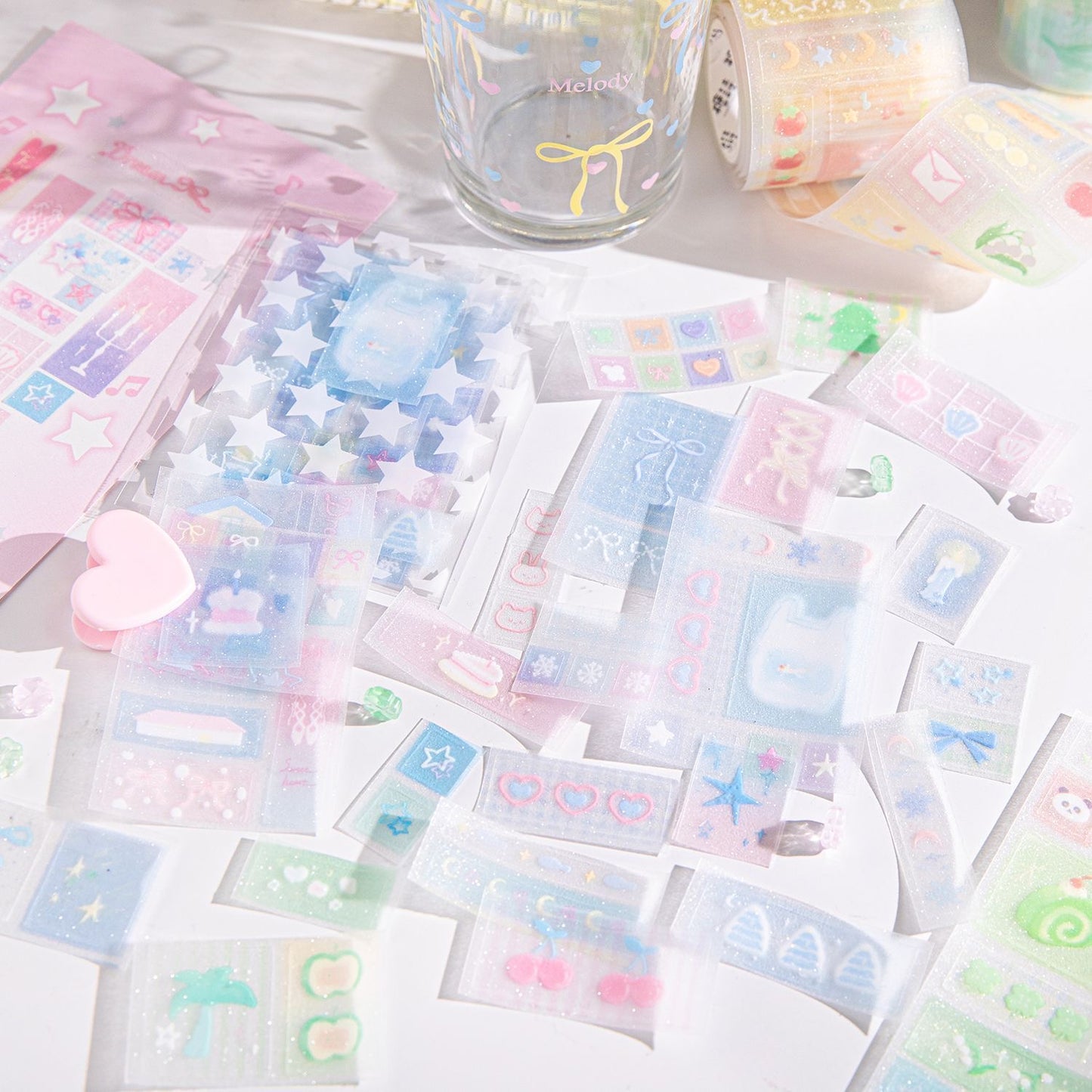 2M Macaron Color Sparkling Sand Sticker Roll