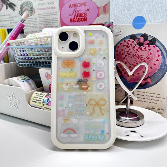 Macaron Soft Yellow Style Handmade Sticker iPhone Case