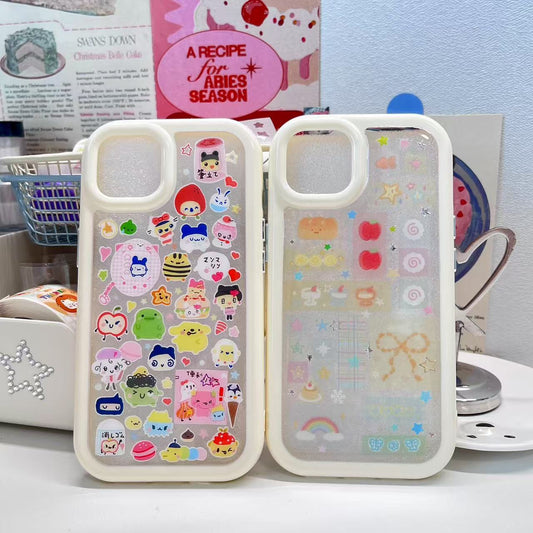 Macaron Soft Yellow Style &Tamagotchi Handmade Sticker iPhone Case