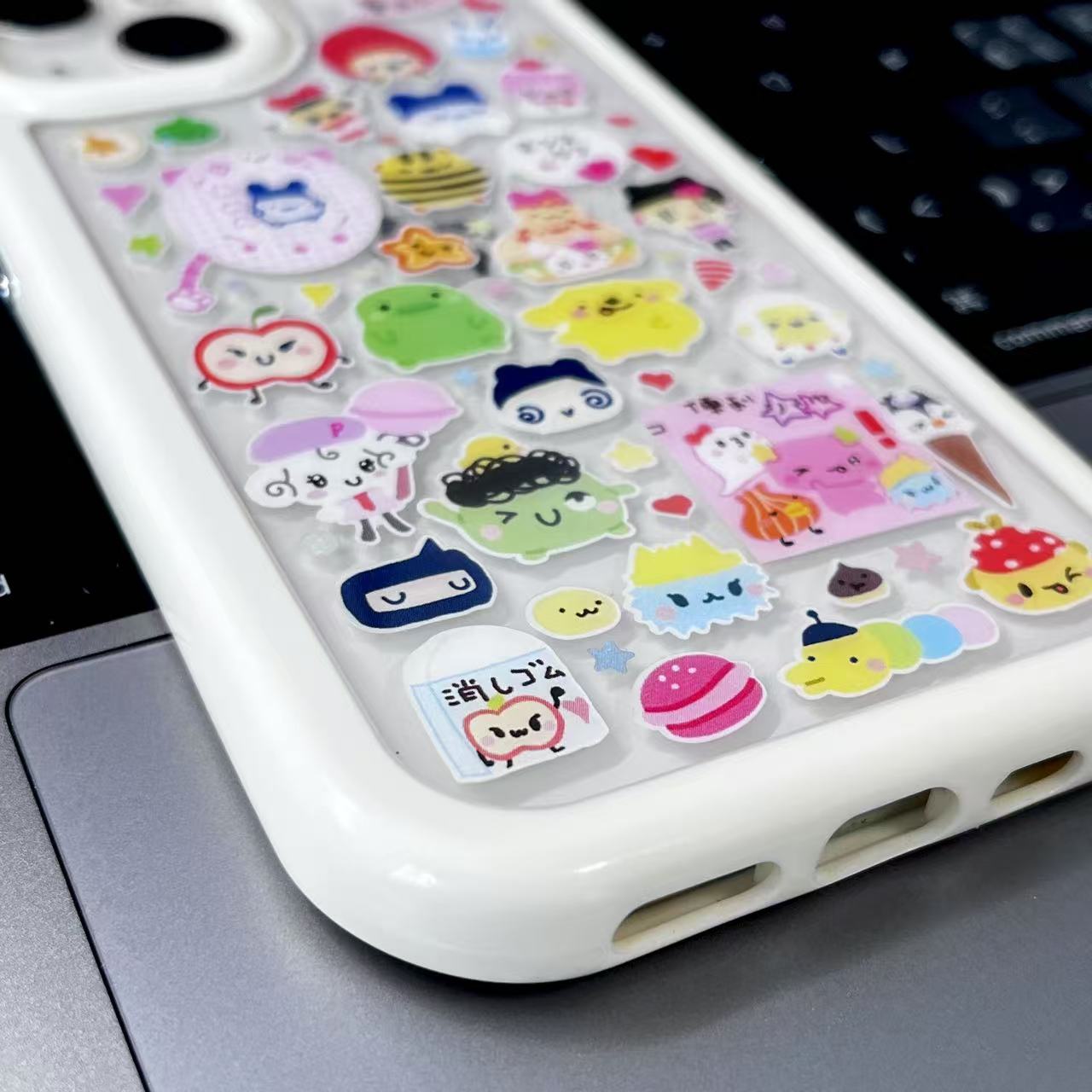 Macaron Soft Yellow Style &Tamagotchi Handmade Sticker iPhone Case