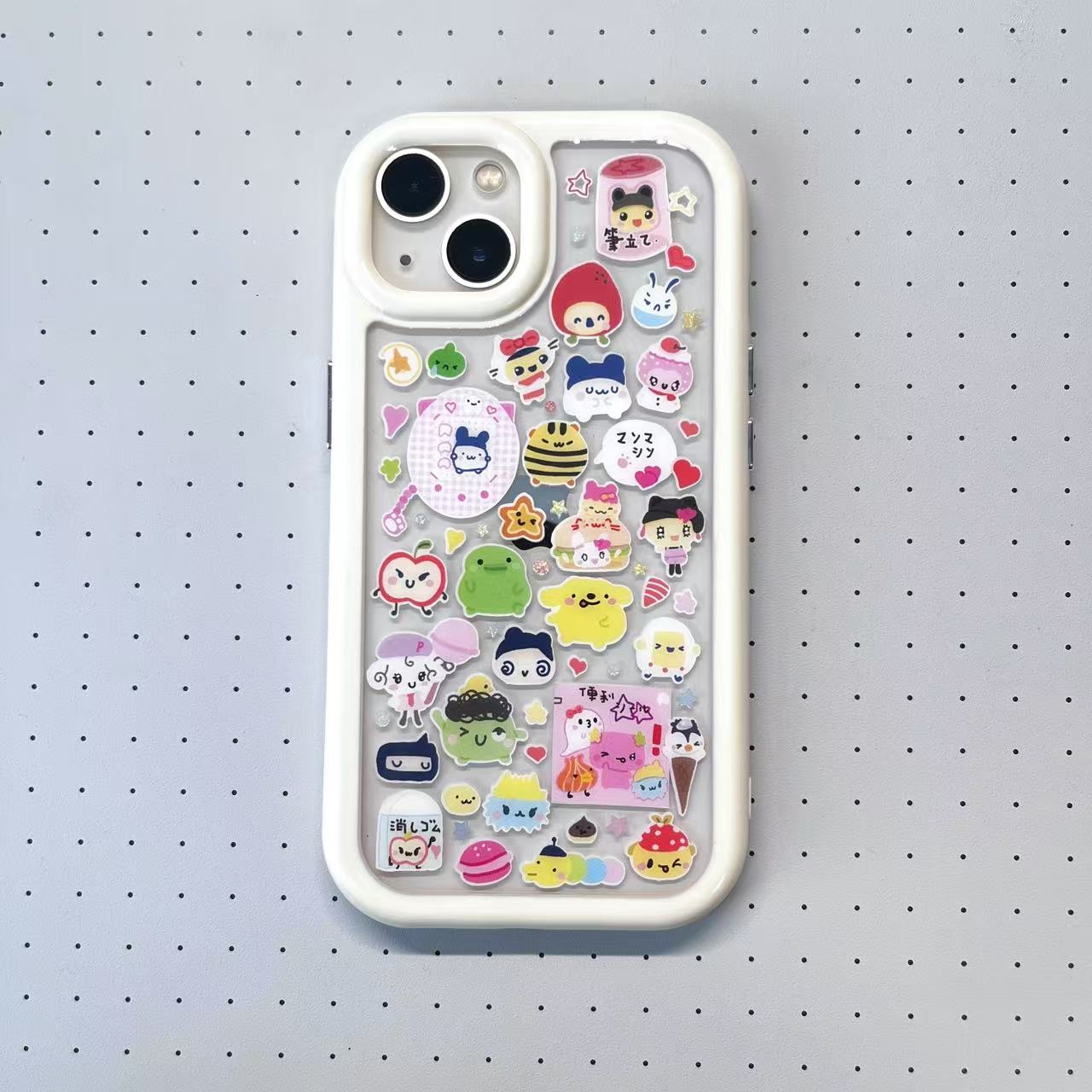 Macaron Soft Yellow Style &Tamagotchi Handmade Sticker iPhone Case
