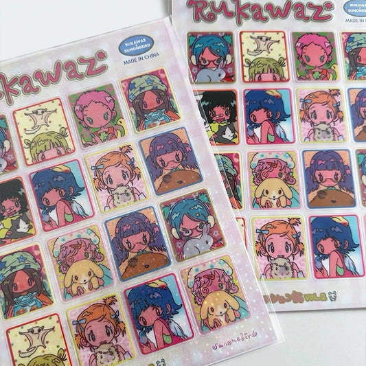 Matte Cute Cool Girl Block Sticker Sheet