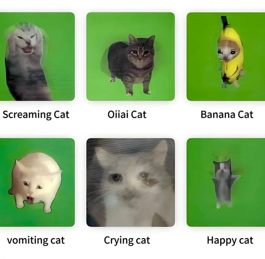 Funny Meme Cat Lenticular Cards Oiiaiiooiiai Cat Screaming Cat Banana Cat Six Abstract Kitten Unwrapped Small Cards Set of 6