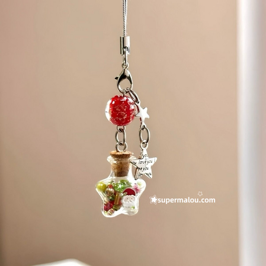 Merry Christmas Wishing Bottle Phone Chain