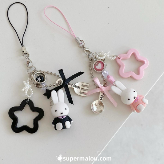 Miffy Star Fork Keychain Phone Chain