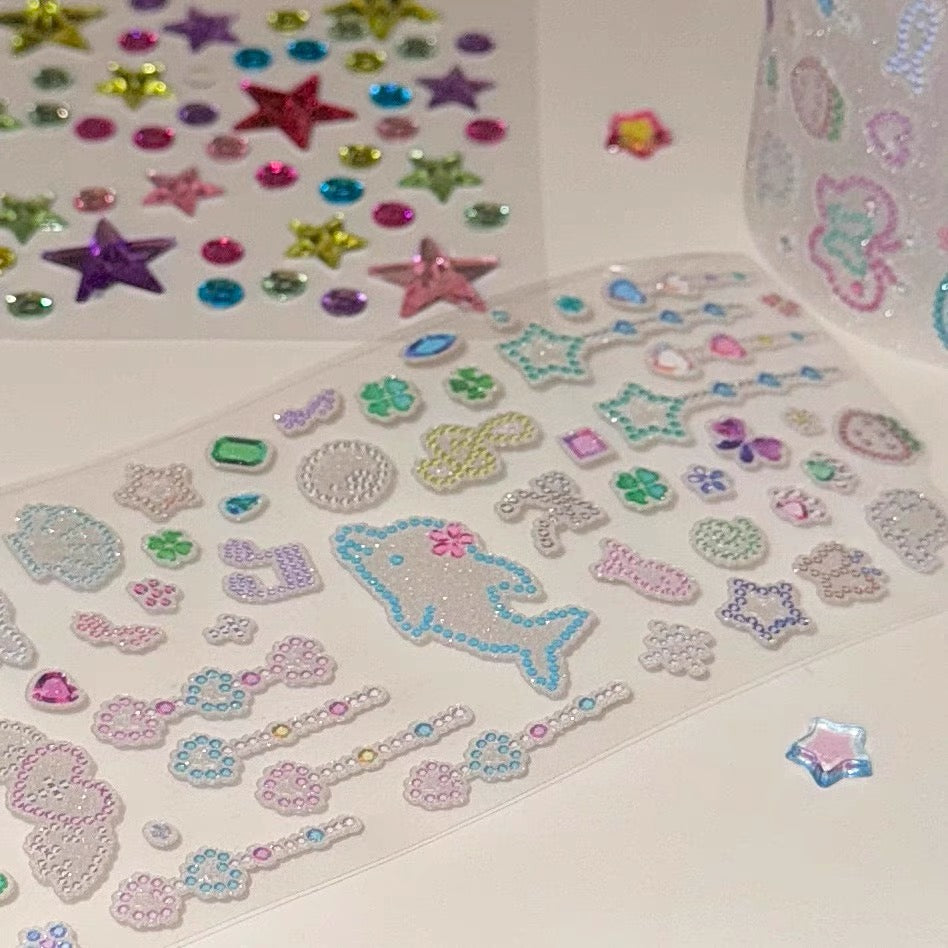13.78 Inches Millennium Colored Diamond Flat Big Sticker Roll