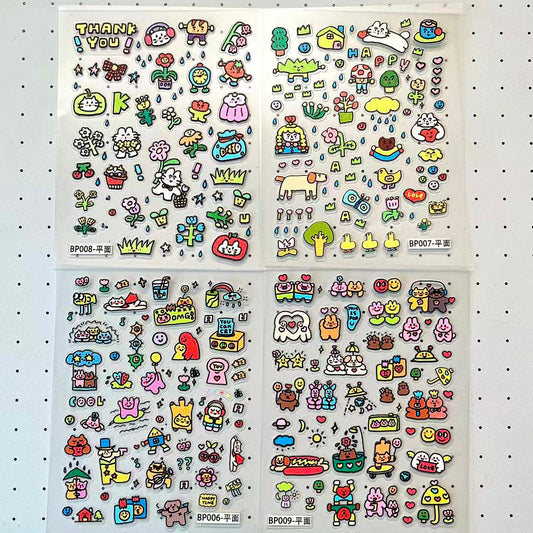 Mini Cartoon Cat Bunny Sticker Set of 4