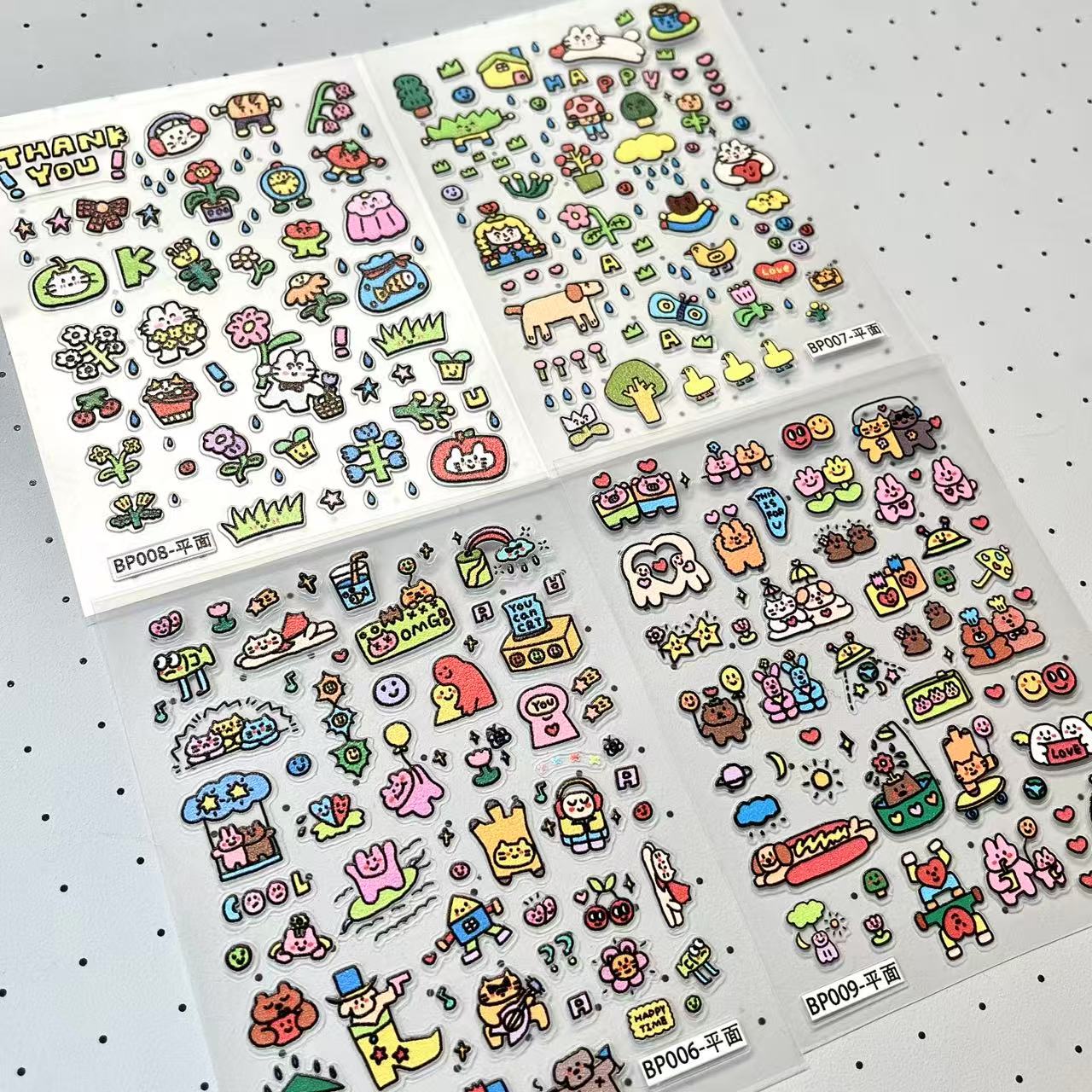 Mini Cartoon Cat Bunny Sticker Set of 4