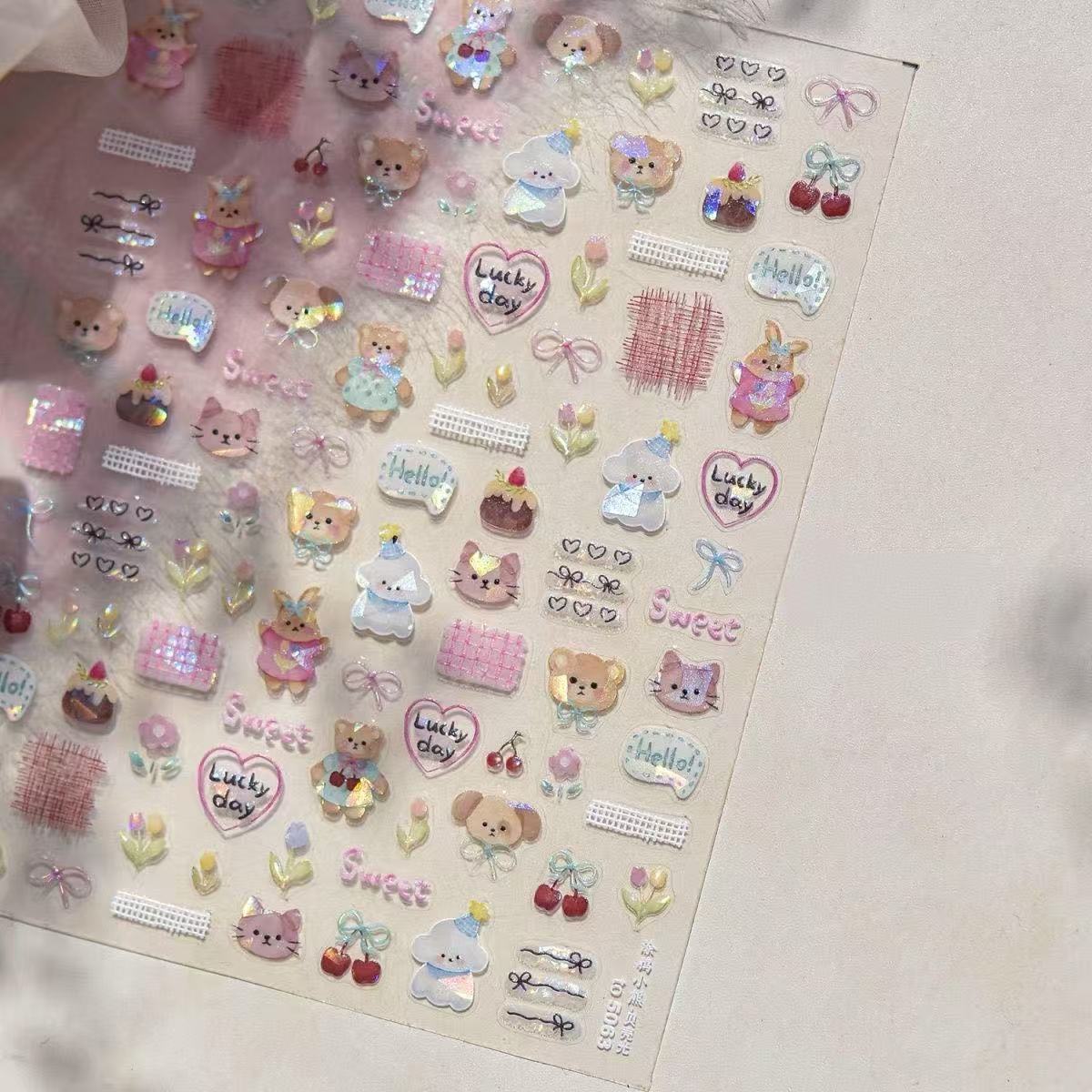 Mini Cute Cartoon Graffiti 3D Teddy Bear Puppy Sticker
