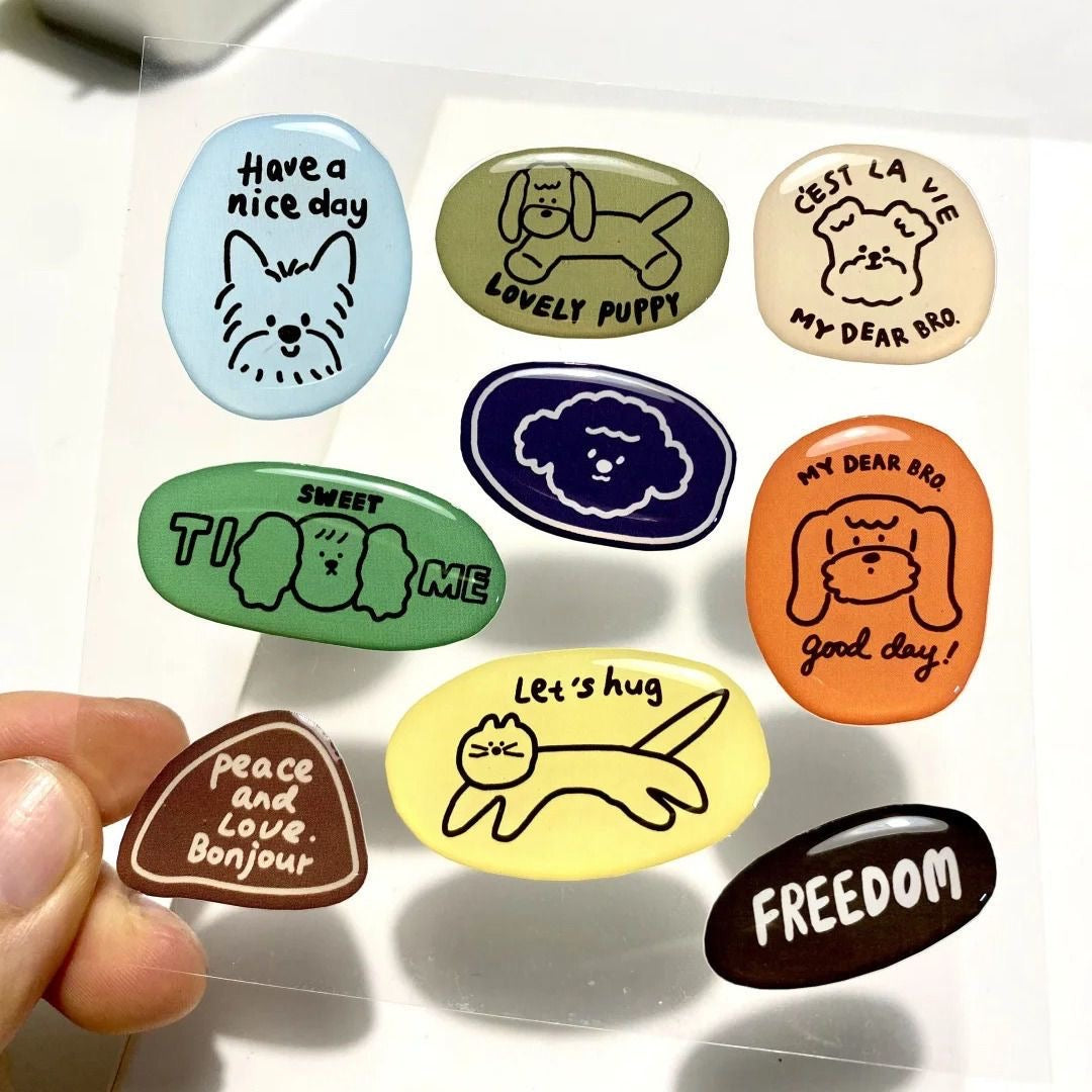 Mini Transparent Minimalist Jelly Sticker Set Of 2