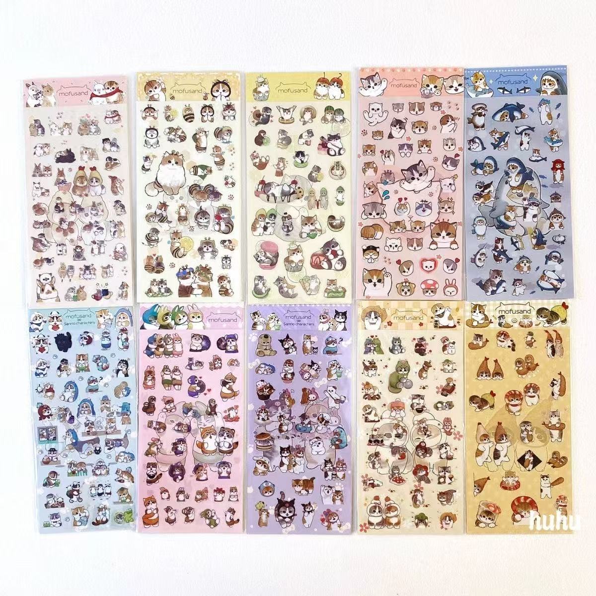 Mofusan Shark Cat Stickers Set of 10