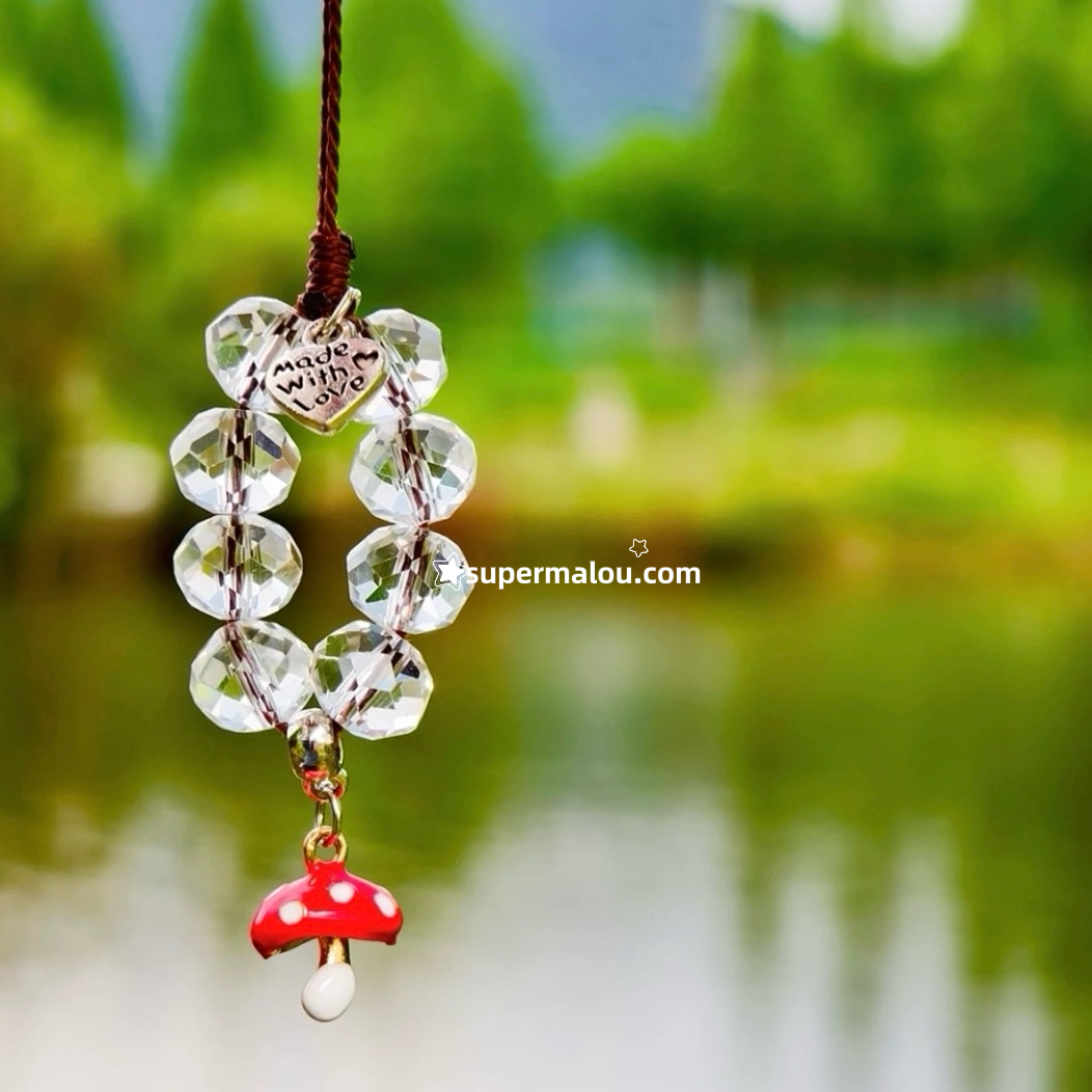 Mushroom Crystal Beaded Phone Chain