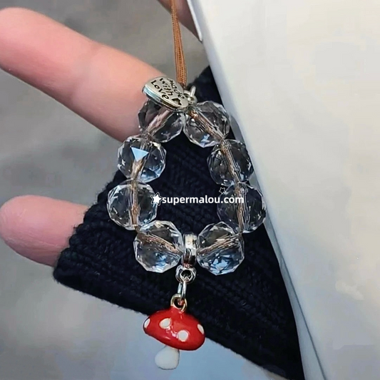 Mushroom Crystal Beaded Phone Chain