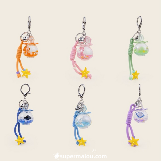 Ocean Themed Small Fish Drifting Bottle Sand Keychain