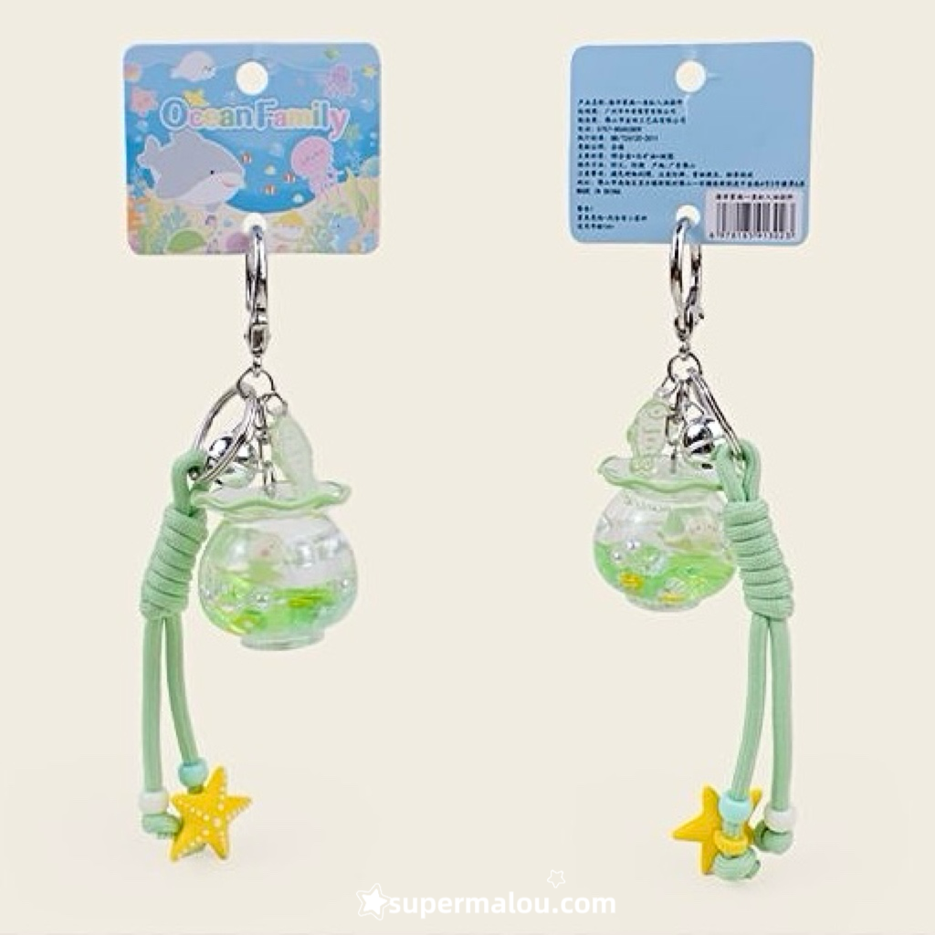 Ocean Themed Small Fish Drifting Bottle Sand Keychain