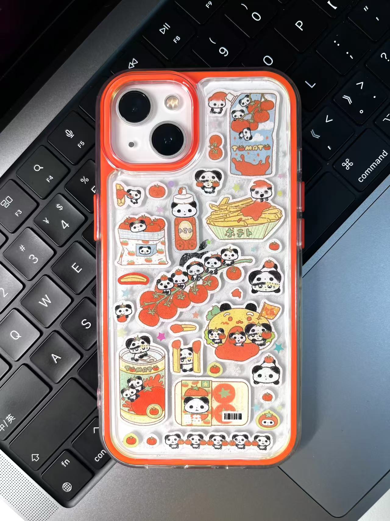 Orange And Green Panda Handmade Sticker iPhone Case