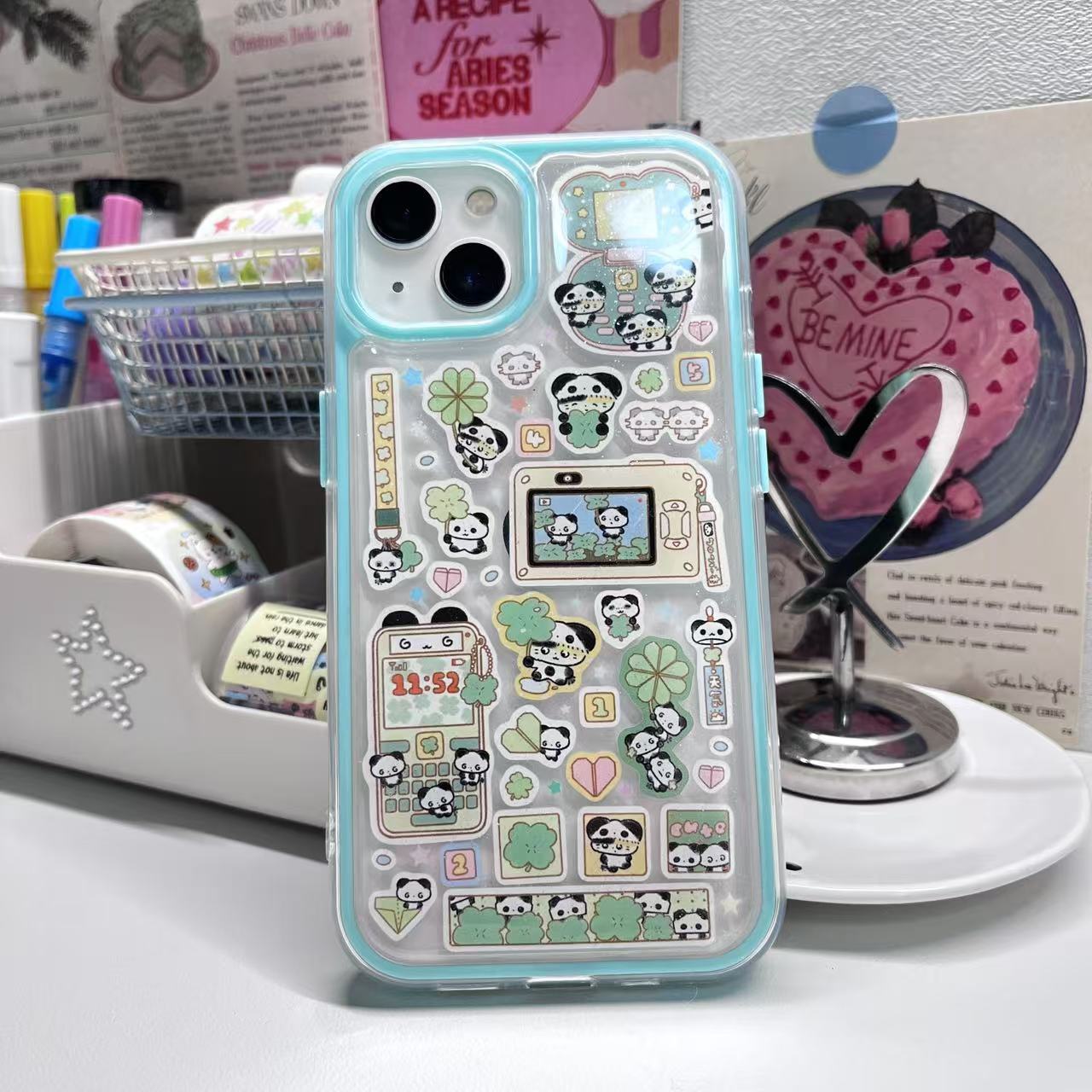 Orange And Green Panda Handmade Sticker iPhone Case