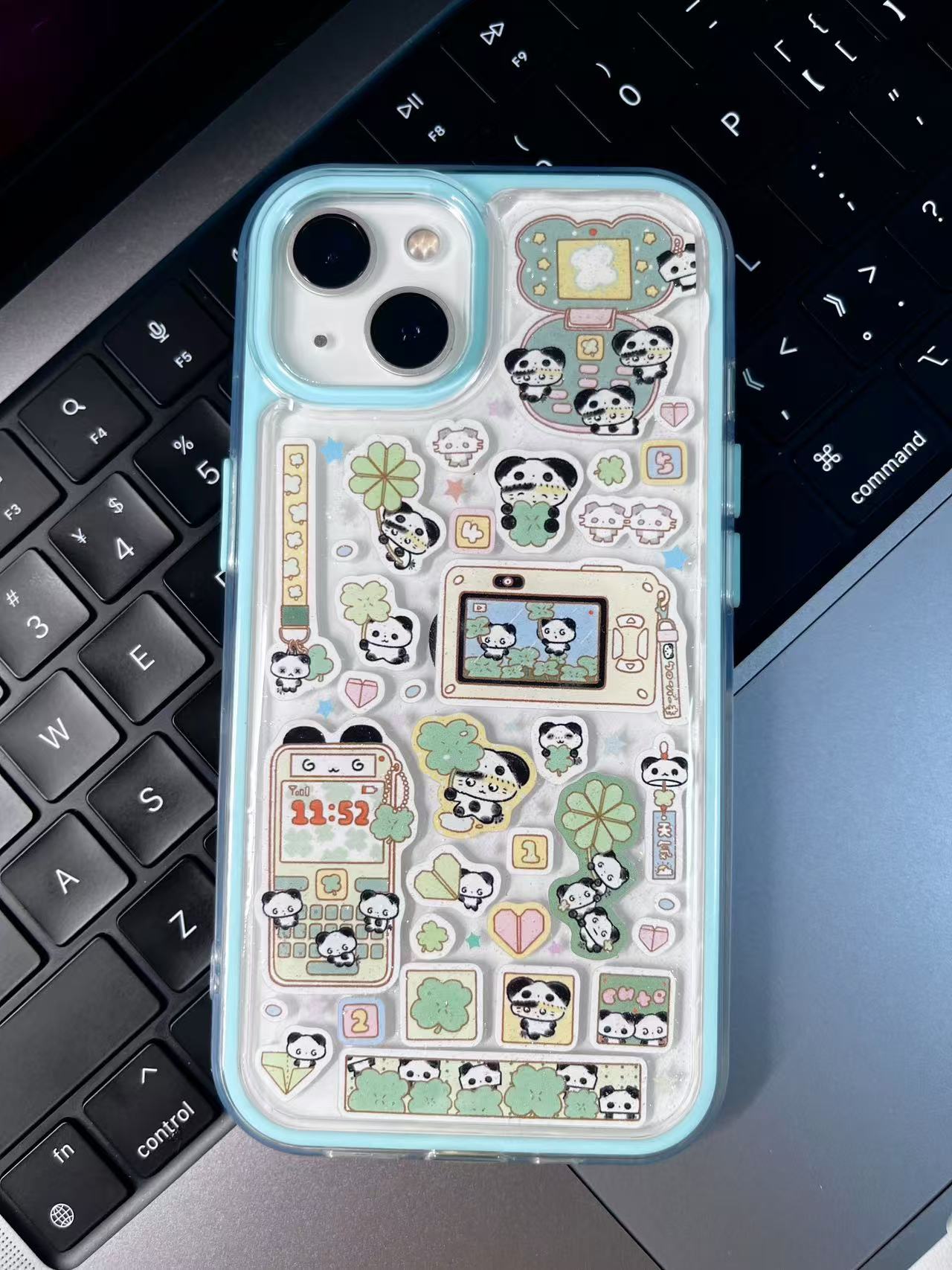 Orange And Green Panda Handmade Sticker iPhone Case