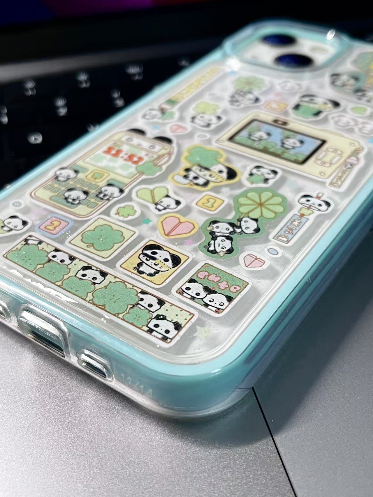 Orange And Green Panda Handmade Sticker iPhone Case