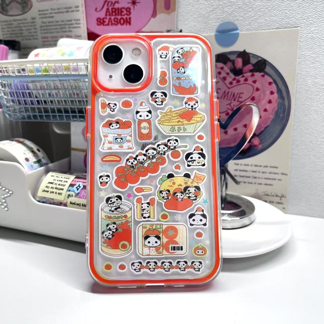 Orange And Green Panda Handmade Sticker iPhone Case
