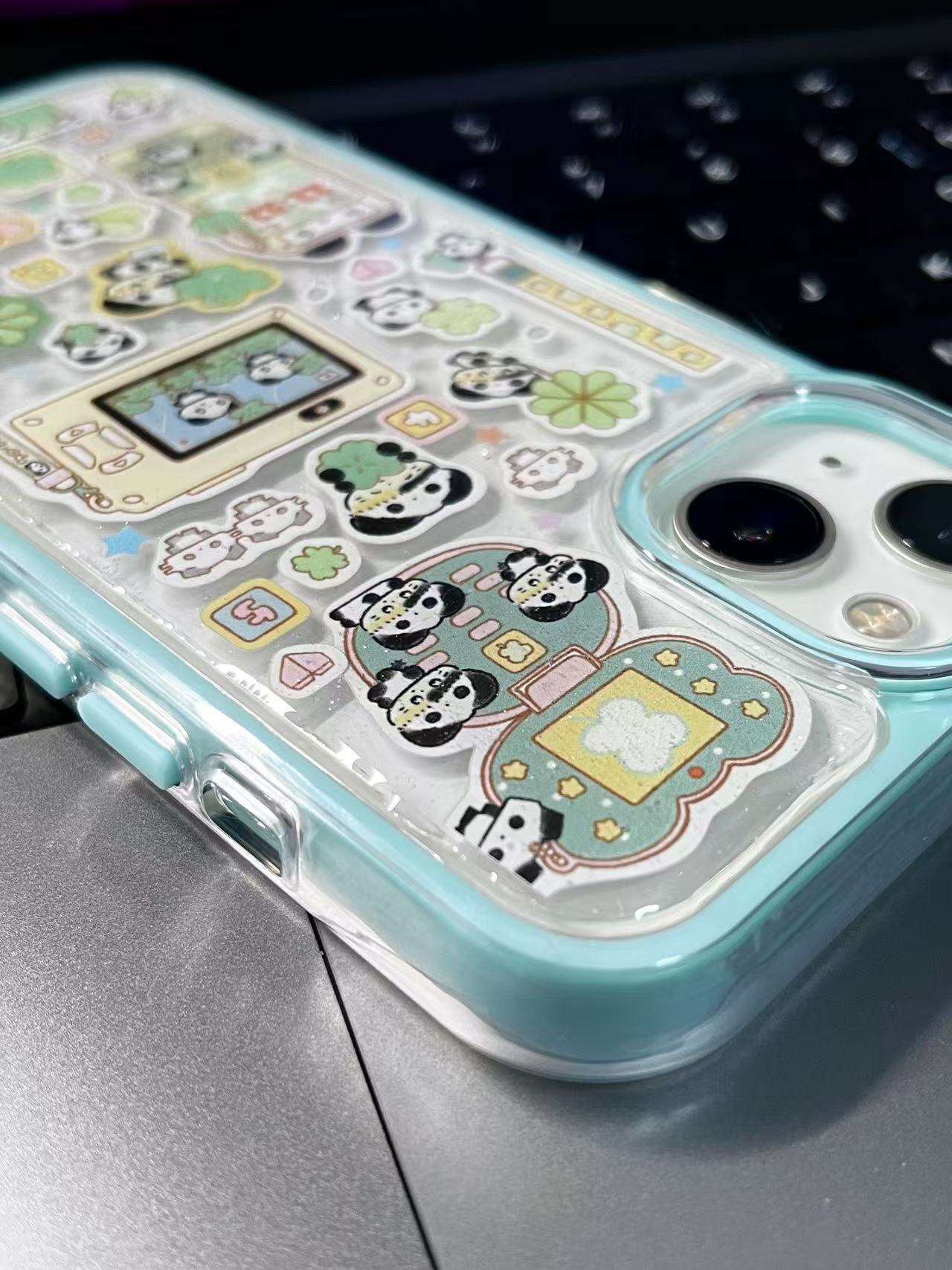 Orange And Green Panda Handmade Sticker iPhone Case