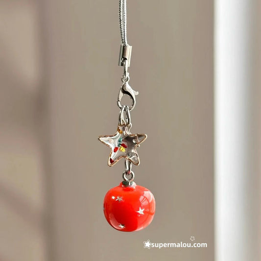 Orange Red Star Apple Pendant Phone Chain