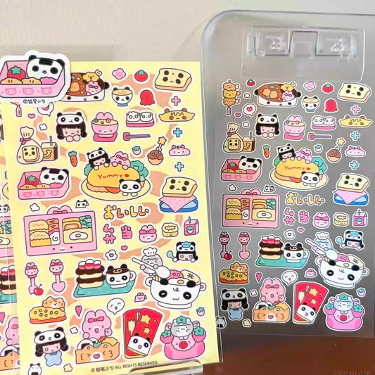 Panda Sister Cute Spoon Small Element Stickers