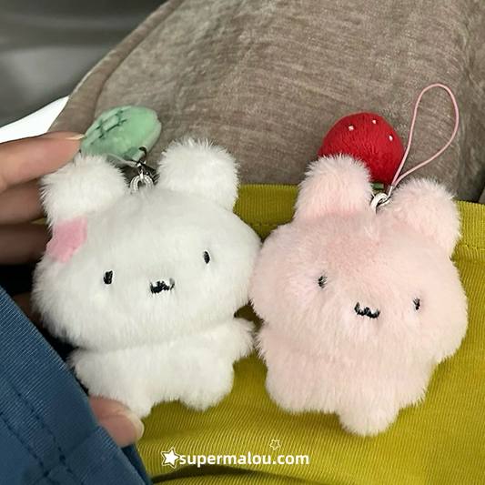 Peach Rabbit Strawberry Rabbit Plush Pendant Keychain