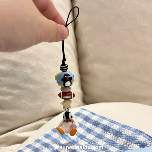 Penguin Football Bead Phone Chain