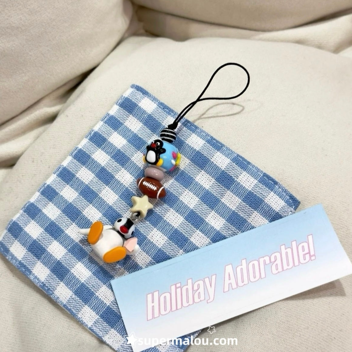 Penguin Football Bead Phone Chain