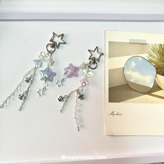 Pink Blue Star Chain Phone Chain