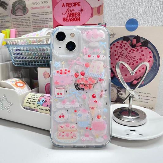 Pink Dessert Peach Handmade Sticker Phone Case Samsung Case