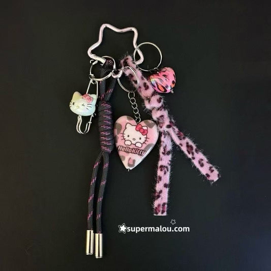 Pink Leopard Print Hello Kitty Pendant