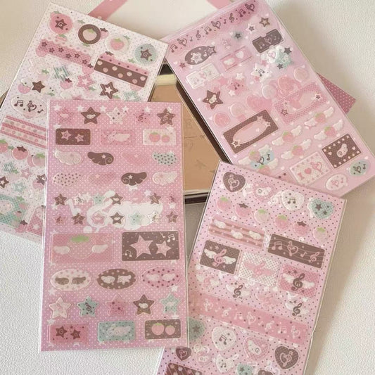 Pink Little Wings Cute Music Note Sticker Set of 4
