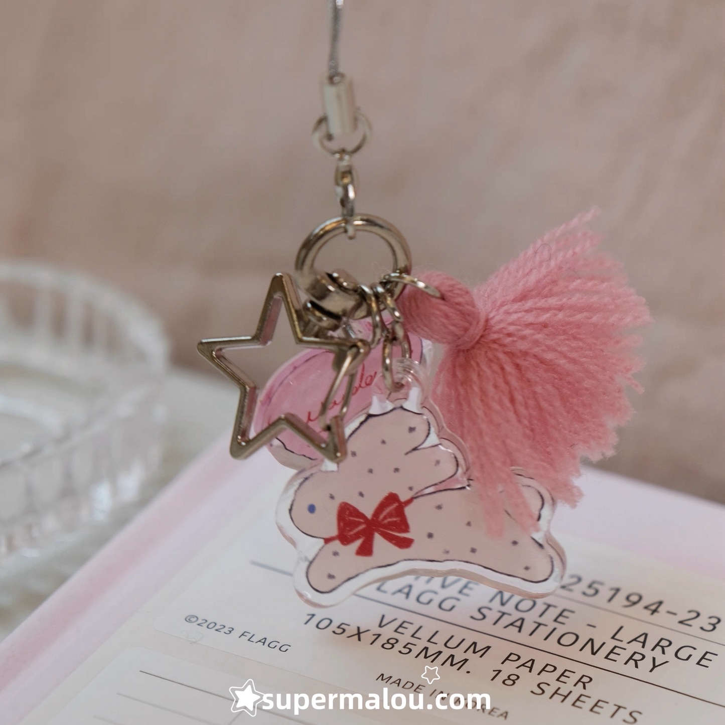 Pink Love Rabbit Dropping Adhesive Pendant Keychain